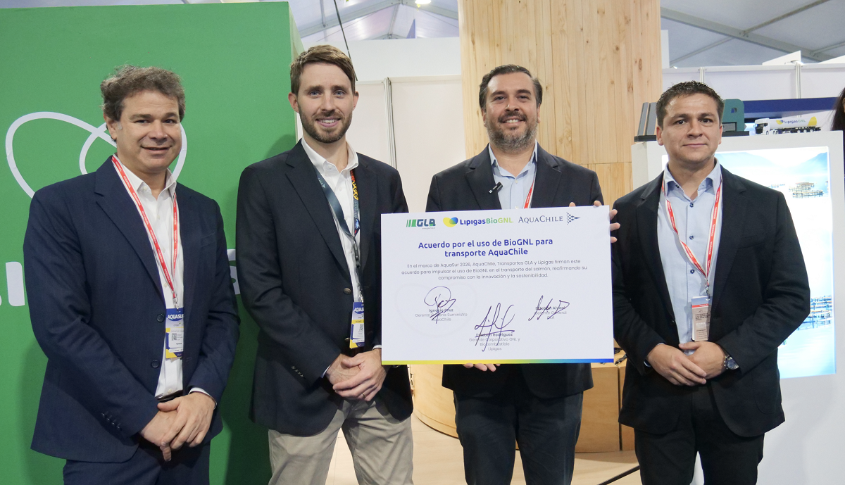 AquaChile, Lipigas y GLA sellan acuerdo para incorporar BioGNL en el transporte de salmón