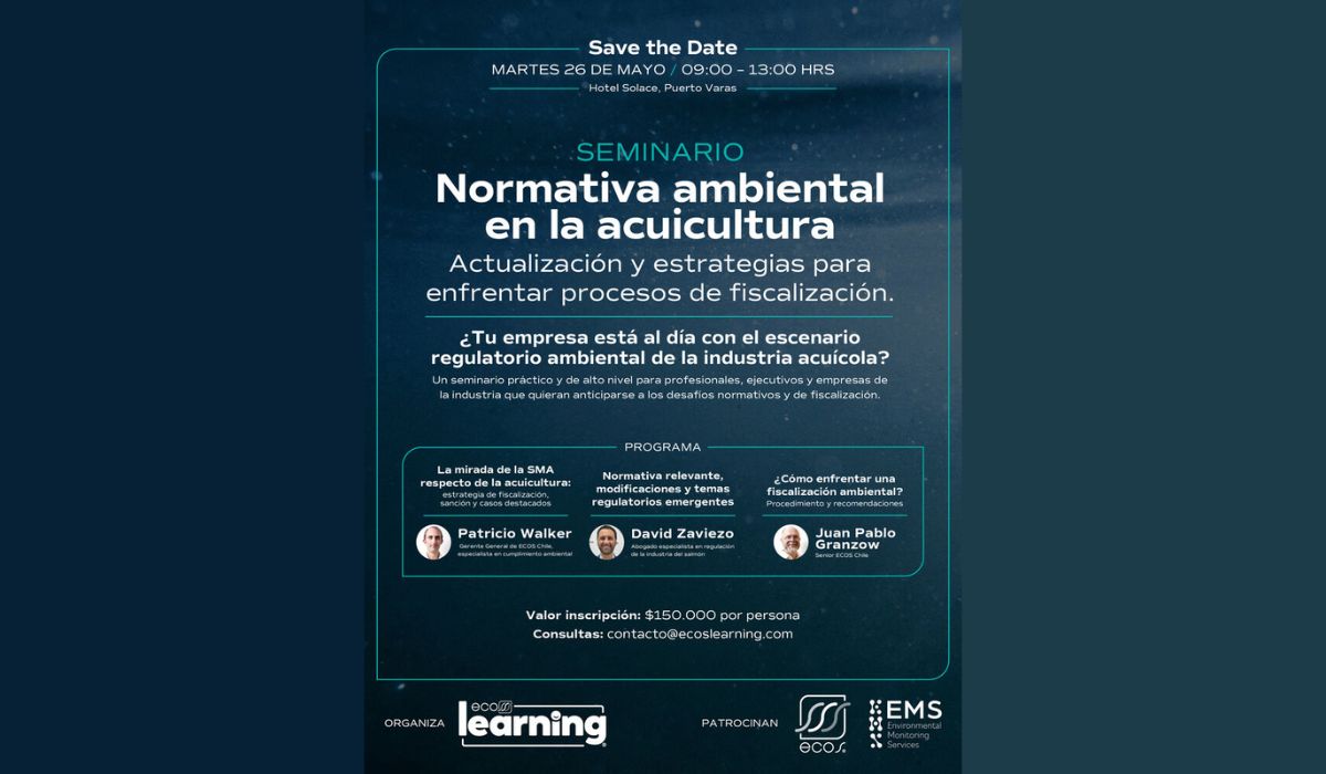 Reconocidos especialistas analizarán las claves de la fiscalización y actualización normativa ambiental en la salmonicultura